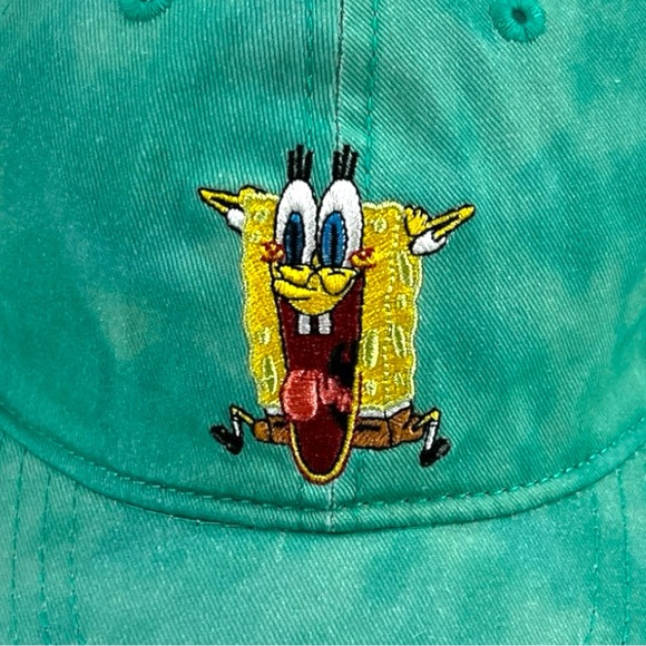 ADULT SpongeBob SquarePants Aqua Blue Tie Dye Hat Cap Adjustable Embroidered NEW - Picture 3 of 15